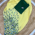 Light Yellow and Green Beautiful Chikankari Sequins Kurti and Patiala Salwar Set