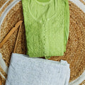 Mint Green Fancy Chikankari Cotton Ombre Gown kurti and Pant Set