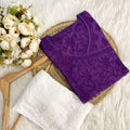 Purple Angarkha Style Malmal Kurti with Lucknow Chikankari & Modal Plazo Set