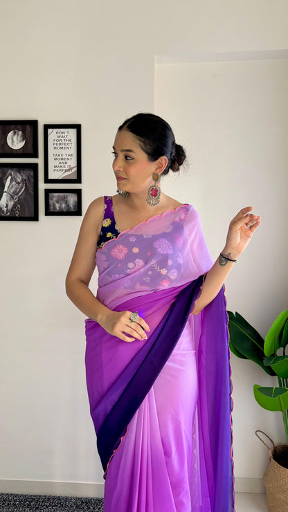 Purple Party Wear Fancy Dual Shaded Georgette Saree