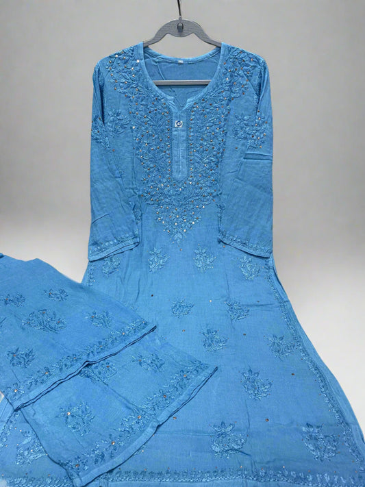 Blue chikankari