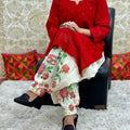Red Chikan Kurti with Digital Patiala Salwar Set