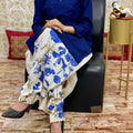 Navy Blue Chikan Kurti with Digital Patiala Salwar Set