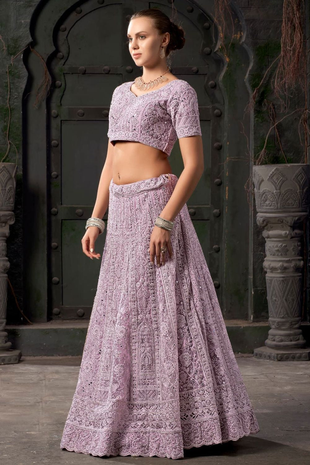 Lilac Wedding Bridal Wedding Lehenga Choli with Dupatta