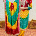 Green Multicolor Silk Bandhani Salwar Kameez with Dupatta