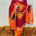 Orange Bandhani Art Silk Kurti with Punjabi Fusion Taffeta Salwar