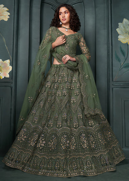 Green Bridal, Mehendi Lehenga Choli Set Limited Stock