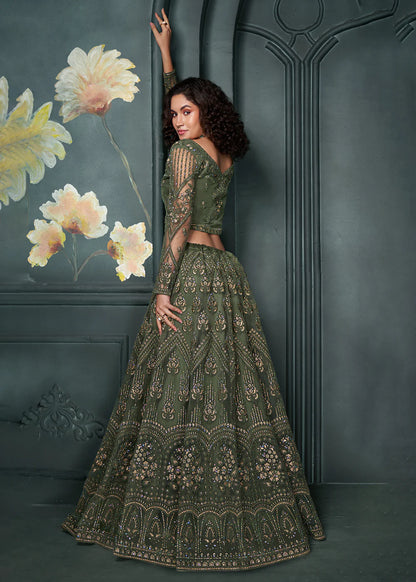 Green Bridal, Mehendi Lehenga Choli Set Limited Stock