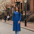 Deep Cobalt Blue 3D Handcrafted Viscose Chikankari Kurti