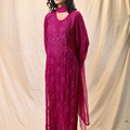 Party Wear Deep Pink Viscose Chikankari Kurti Set with 3D Handwork Inner included