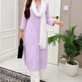 Pastel Lavendar and White Ethereal Dyeable Chikankari Kurta Set (New)
