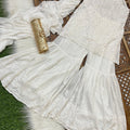 White Handcrafted Lucknow Chikankari Strappy Gharara Set (New)