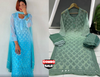 Set of 2 Combo Price Chikankari Elegance Ombré Mirror Jaal Set (Aqua Blue / Bottle Green)