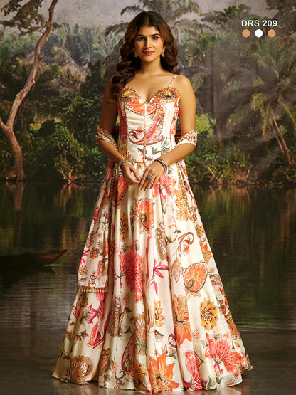Ethereal Flora: Hand-Embellished Georgette Corset Lehenga Set (Latest)