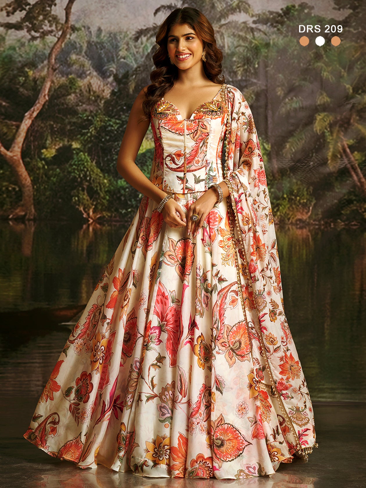 Ethereal Flora: Hand-Embellished Georgette Corset Lehenga Set (Latest)