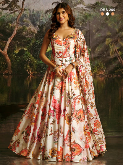 Ethereal Flora: Hand-Embellished Georgette Corset Lehenga Set (Latest)