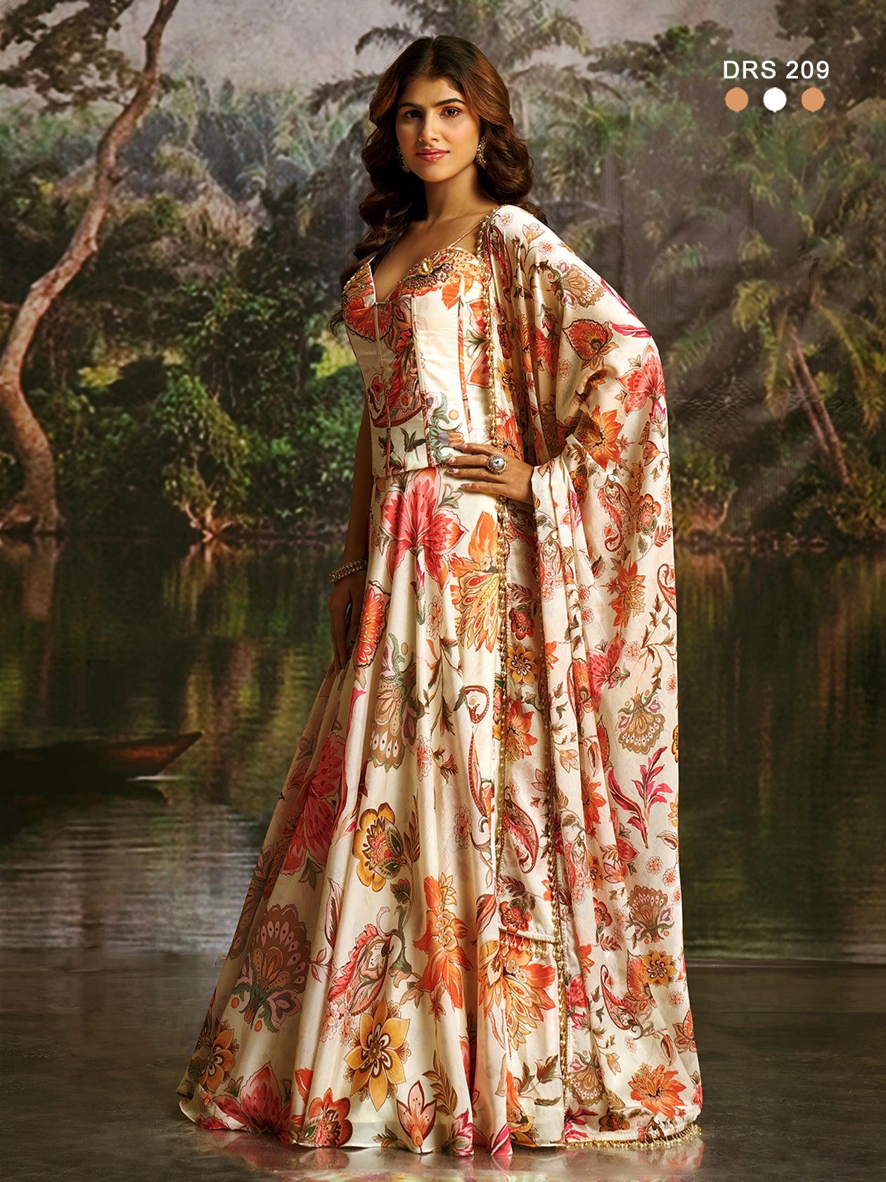 Ethereal Flora: Hand-Embellished Georgette Corset Lehenga Set (Latest)