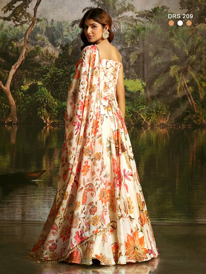 Ethereal Flora: Hand-Embellished Georgette Corset Lehenga Set (Latest)