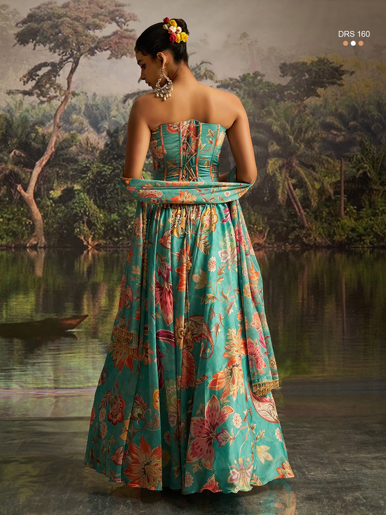 Exquisite Mint Blue Georgette Lehenga Corset Dupatta Set