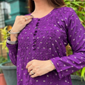 Rich Purple Handcrafted Chikankari Chanderi Silk Co-ord Set
