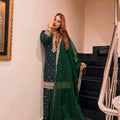 Green Elegant Pure Chinon Silk Top-Lehenga-Dupatta Set – Heavy 5mm Sequin Embroidery | Fully Stitched Party Wear Ensemble
