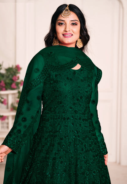 Green Premium Long Anarkali Suit with Dupatta – Special Occasion & Eid Wear