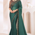 Green Elegant Party Wear Georgette Saree with Embroidered Banglori Silk Blouse