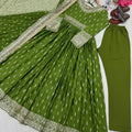 Green Designer Chinon Silk Sequin Work Anarkali Suit