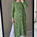 Green Lucknowi Chikankari Rose Viscose Georgette Kurta Set