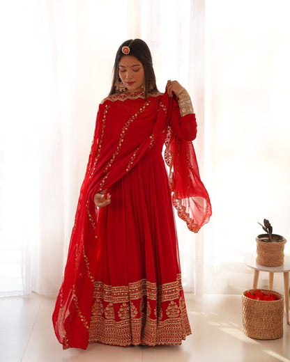 Radiance Red Anarkali Gown Suit for Special Occasions