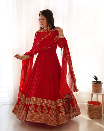 Radiance Red Anarkali Gown Suit for Special Occasions