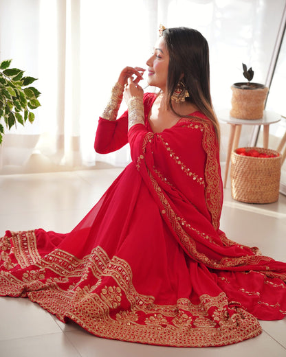 Radiance Red Anarkali Gown Suit for Special Occasions