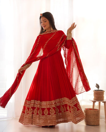 Radiance Red Anarkali Gown Suit for Special Occasions