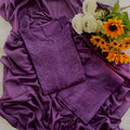 Purple Handcrafted Tone-on-Tone Lucknowi Chikankari Chanderi Silk Set