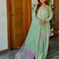 Light Green Designer Crepe Embroidered Farshi Salwar Suit Set