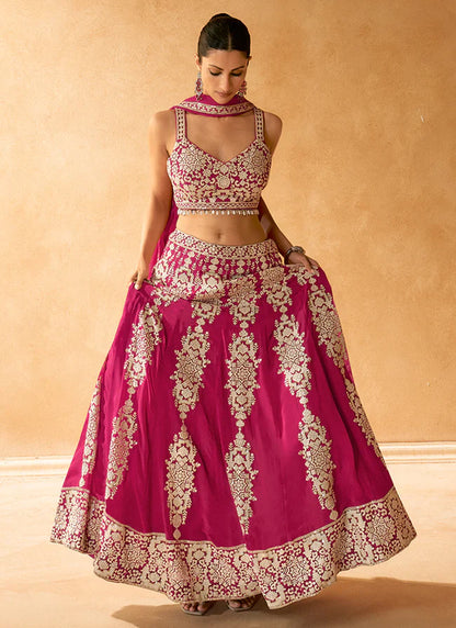 Pink Traditional Embroidery Wedding Guest Lehenga Choli