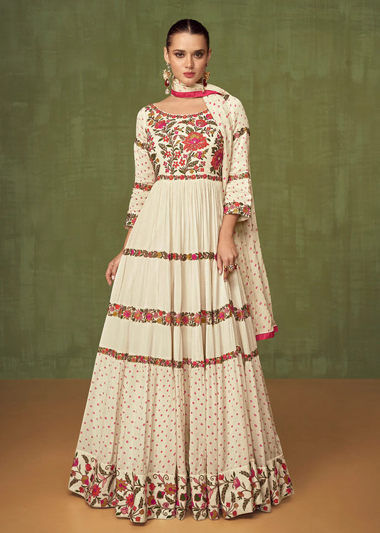 Off White Wedding Party Bridesmaid Anarkali Gown