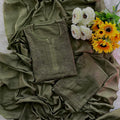 Olive Handcrafted Tone-on-Tone Lucknowi Chikankari Chanderi Silk Set