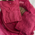 Pink Authentic Handcrafted Lucknowi Chikankari Rayon Kurti & Palazzo Set
