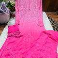 Pink Elegant Lucknow Chikankari Kurta Set with Palazzo & Dupatta