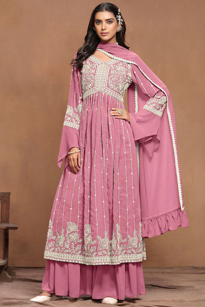 Pink Elegant Party Wear Salwar Palazzo Kameez with Dupatta