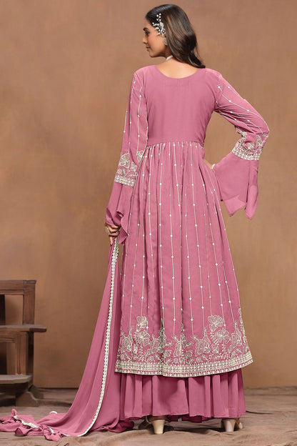 Pink Elegant Party Wear Salwar Palazzo Kameez with Dupatta