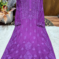 Purple Exquisite 3D Handwork Modal Lucknow Chikankari Kurta Set