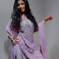 Purple Chikankari Elegance Ombré Mirror Booti Jaal Set - Kurti, Sharara & Dupatta (Art.by.piyali)