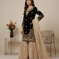 Elegant Designer Black Beige Readymade Salwar Suit