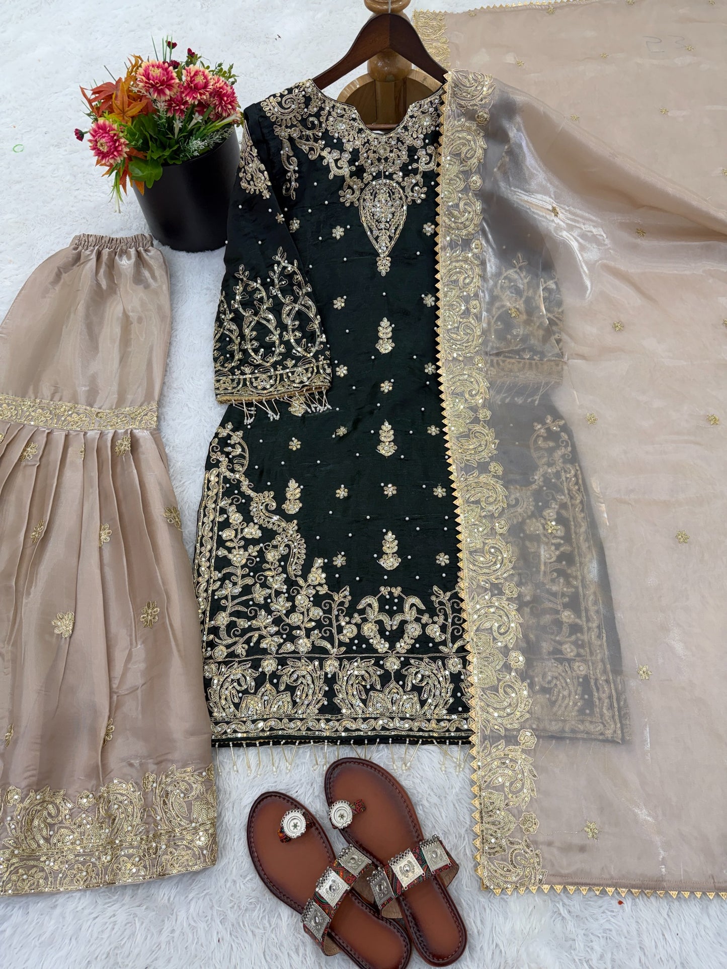 Designer salwar suit flat lay