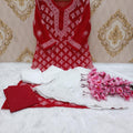 Red Lucknawi Chikankari Georgette Full Jaal Sharara 4 Pc Set