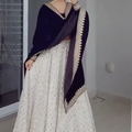 White Premium Party Wear Bridesmaid Lehenga with Velvet Choli and Dupatta