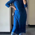 Royal Blue Cotton Chikankari Hand Work Kurta Pant Suits