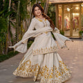 White Stunning Designer Party Wear Top-Sharara & Dupatta Set with Heavy Embroidery Sequence Work